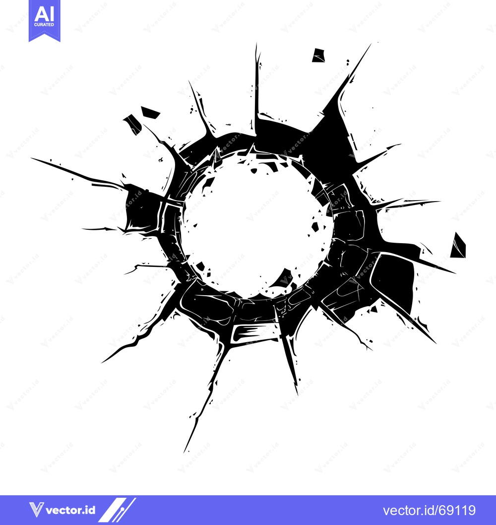 Premium Vector dari Black and white abstract circular design with radial cracks