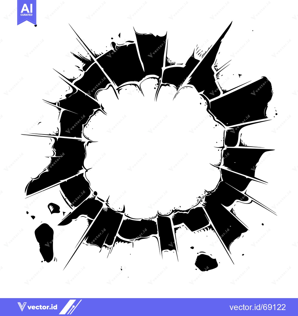 Premium Vector of Black and white abstract circular shape with spiky edges