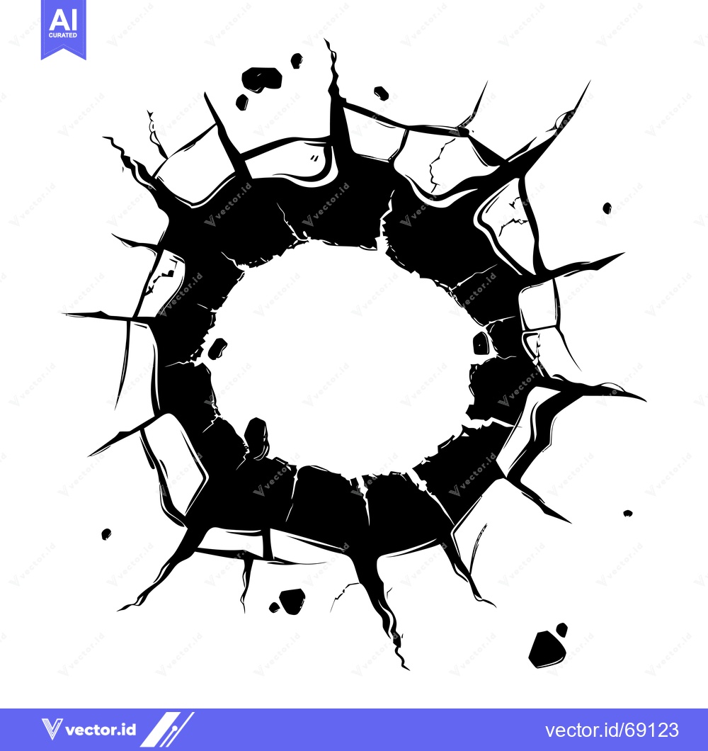Premium Vector of A Circular Hole in a Cracked Surface