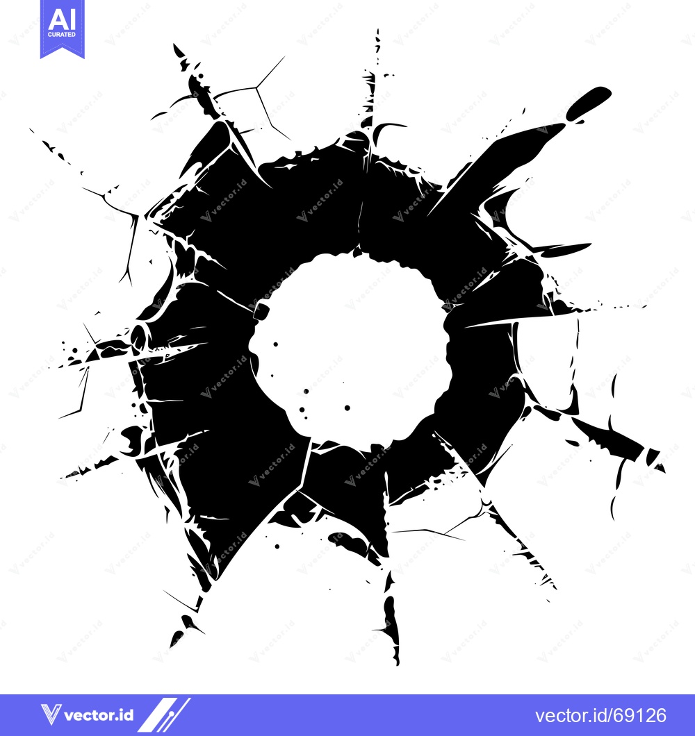 Premium Vector dari Black and white abstract image of a circular hole with jagged edges
