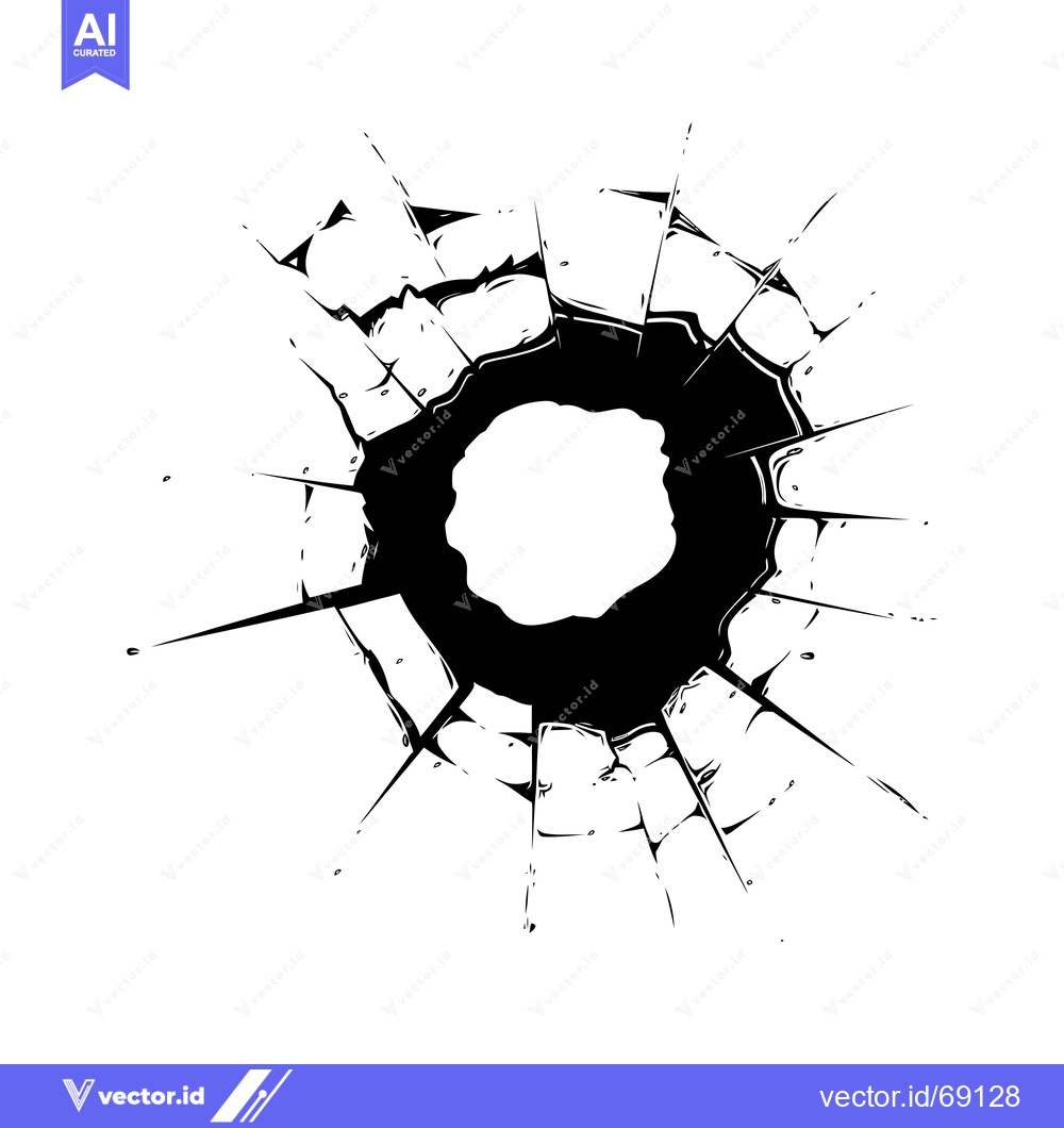 Premium Vector dari A Black and White Illustration of a Hole in a Window Pane
