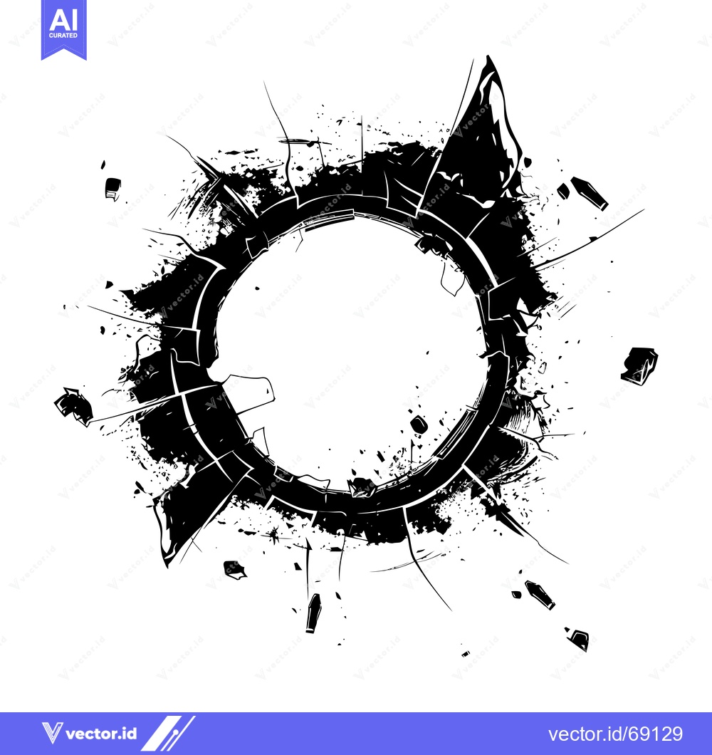 Premium Vector dari Abstract Black Ink Splashes Forming a Circle with Jagged Edges