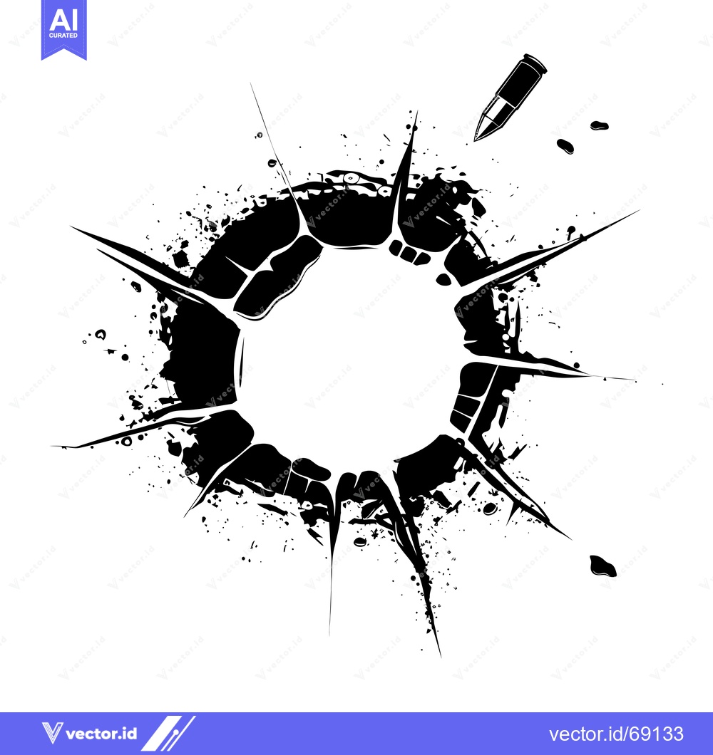 Premium Vector dari Bullet Hole with Splashes and a Bullet