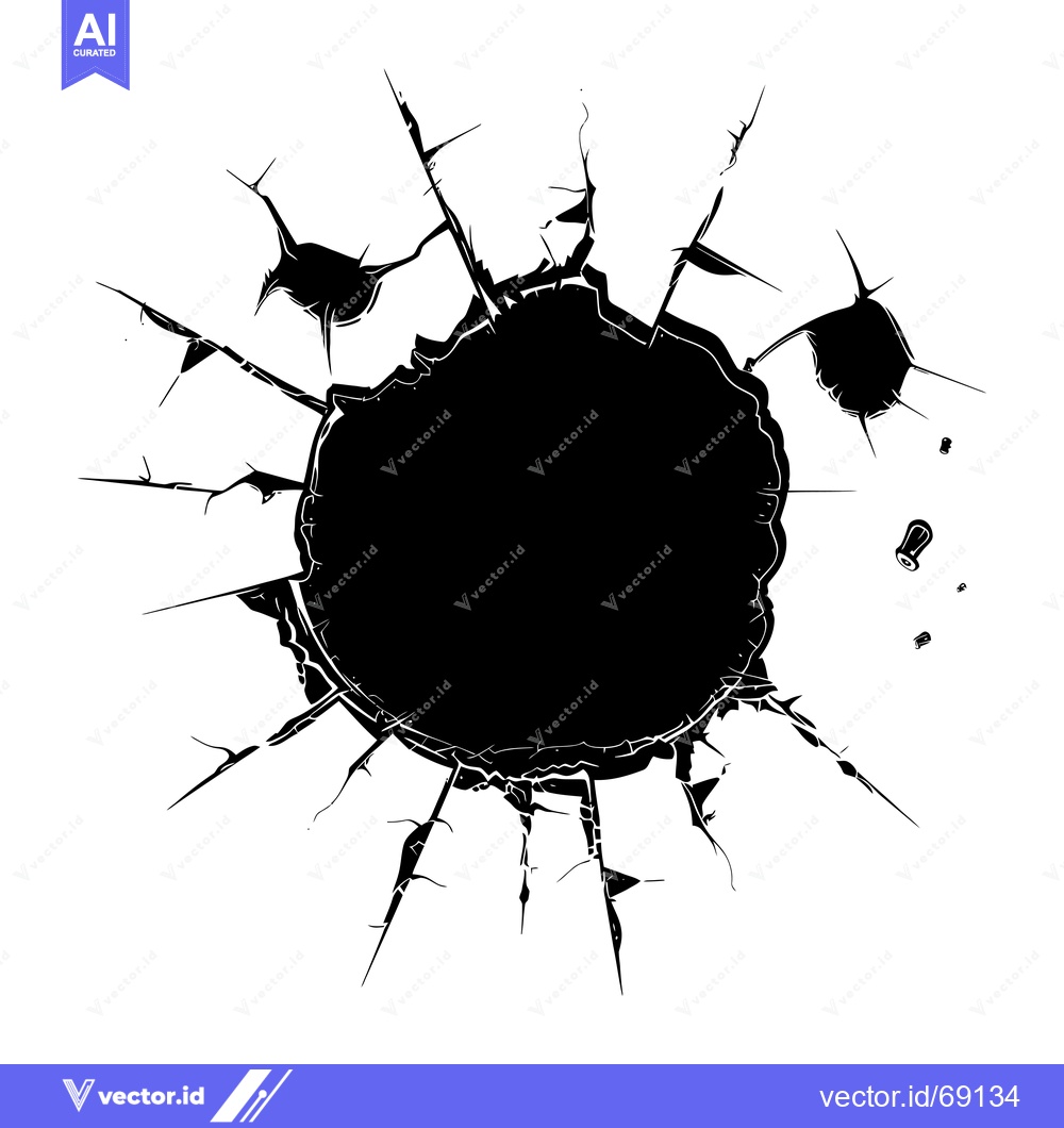 Premium Vector dari Black and White Illustration of a Large Circular Hole in a Surface wit