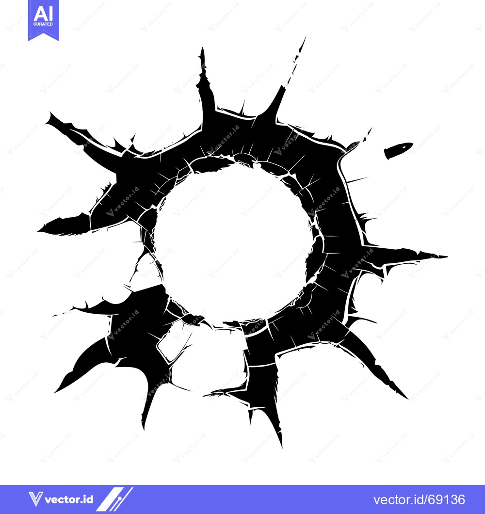 Premium Vector dari Bullet Hole with Spallation Pattern on White Background