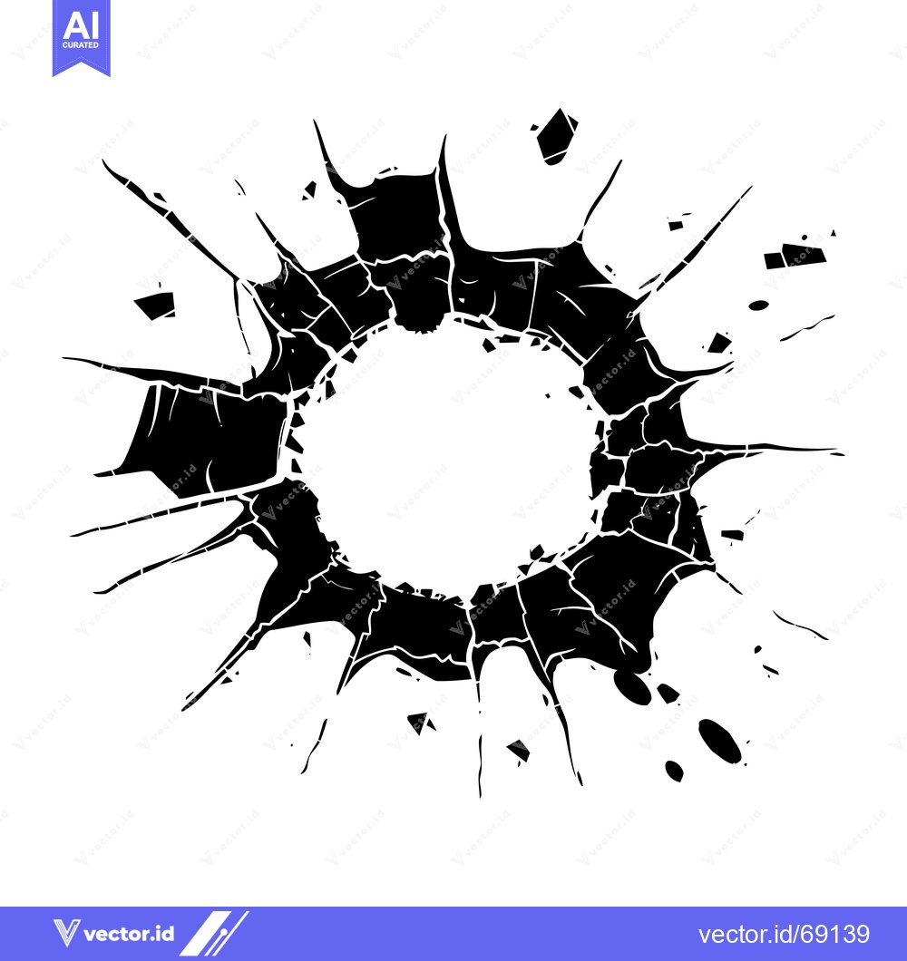 Premium Vector of Black and White Circular Shape with Cracked Edges