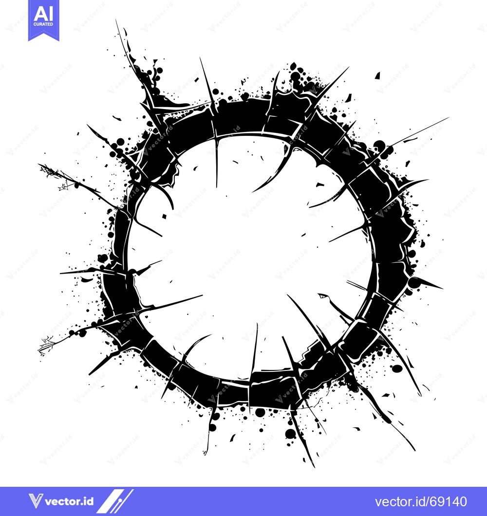 Premium Vector dari Black and White Abstract Circular Design with Splashes