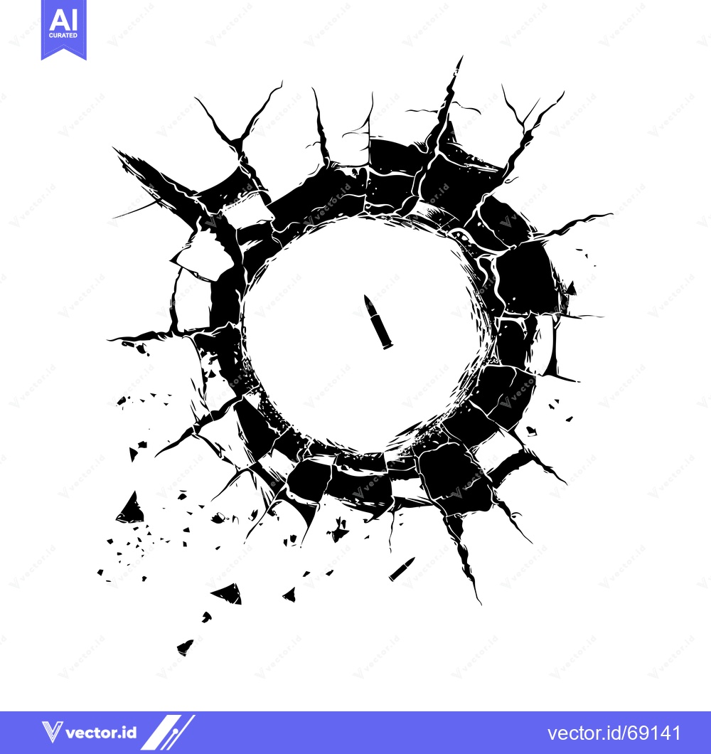Premium Vector dari Bullet Hole in Cracked Surface