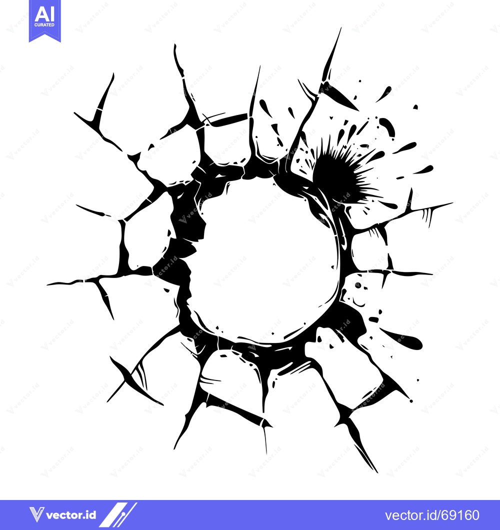 Premium Vector dari Black Ink Splashes Creating a Circular Hole in a Surface