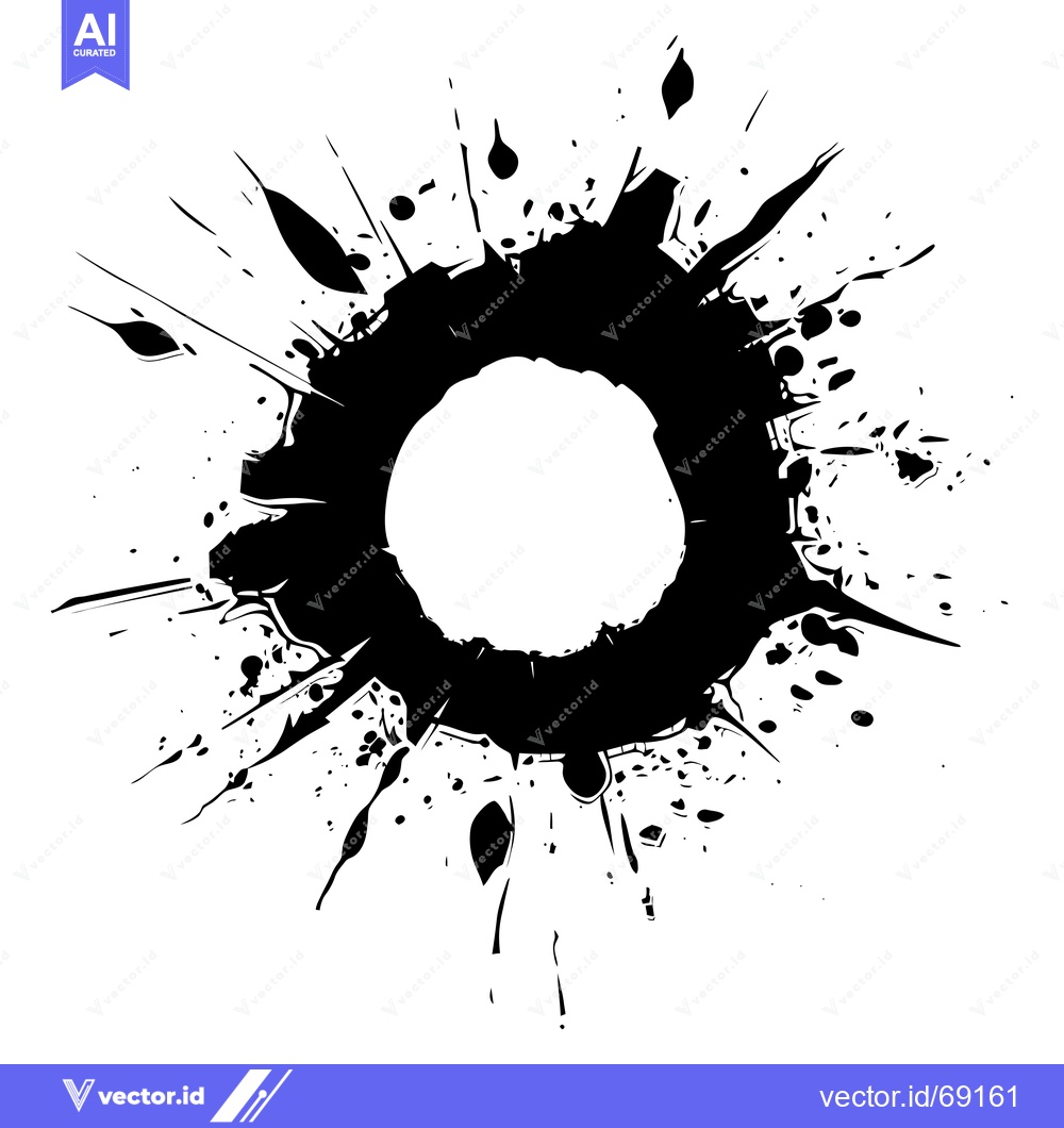 Premium Vector dari A black ink splatter with a circular void in the center