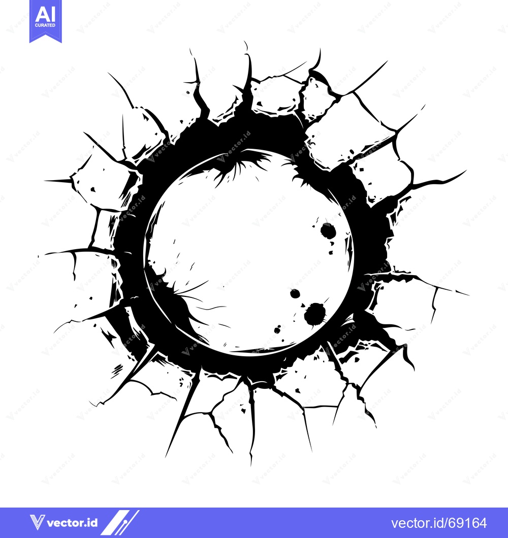 Premium Vector dari A Circular Hole in a Cracked Surface with Splotches