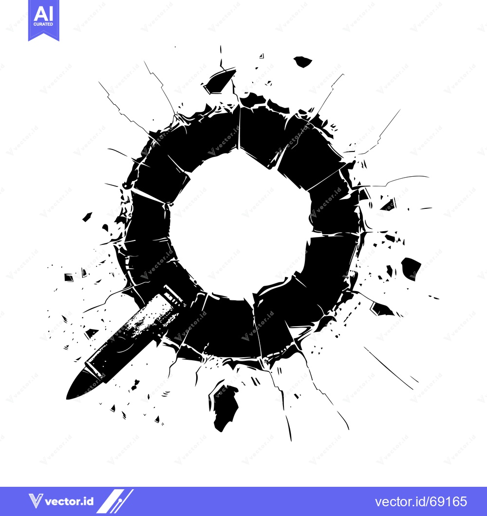 Premium Vector of Bullet Hole in Glass with Shattered Fragments