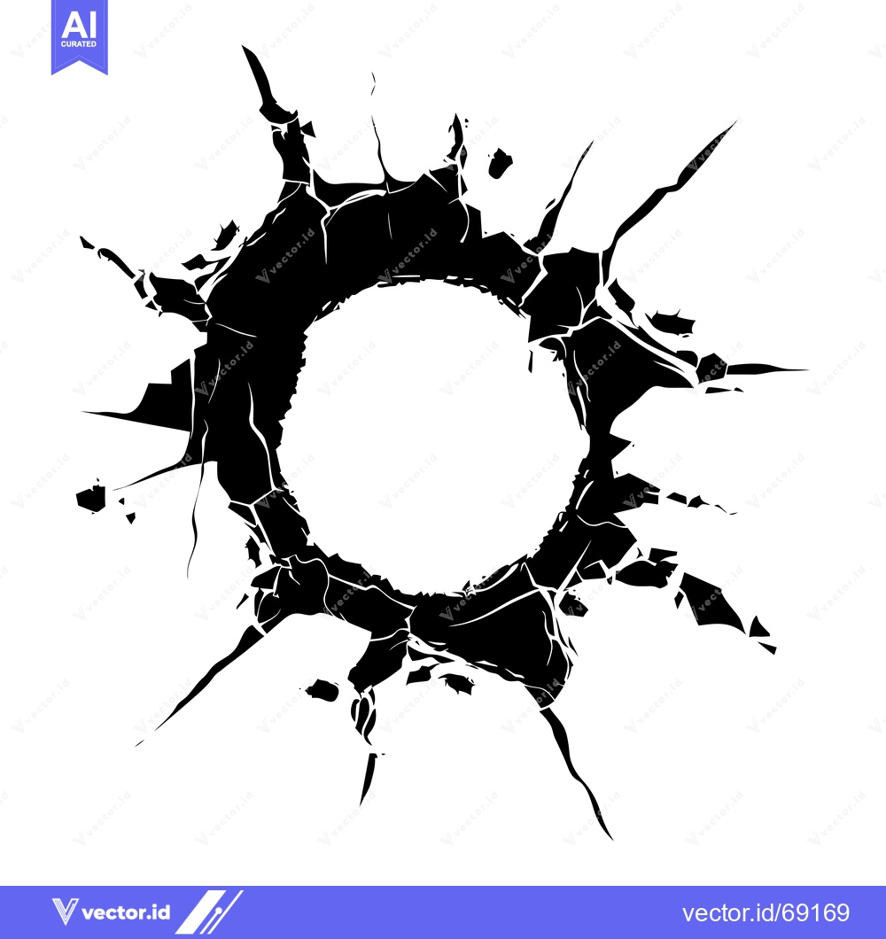 Premium Vector dari A Black and White Circular Abstract with Cracks