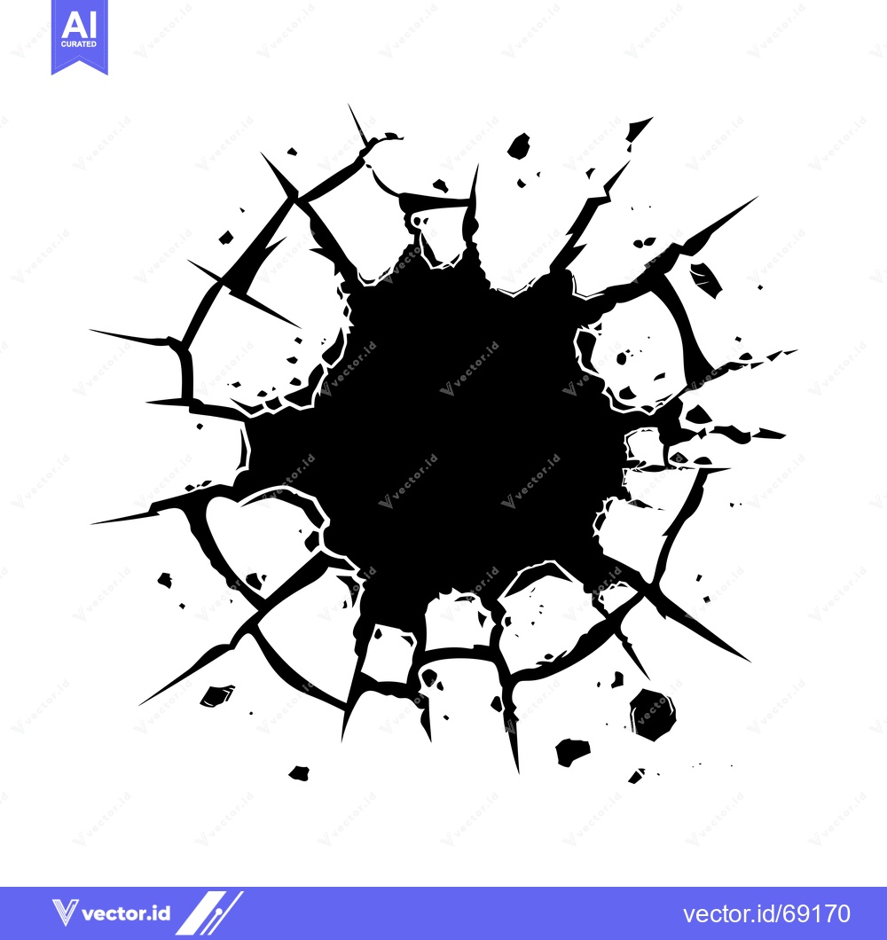 Premium Vector dari Black and White Silhouette of a Cracked Circle with Sharp Edges