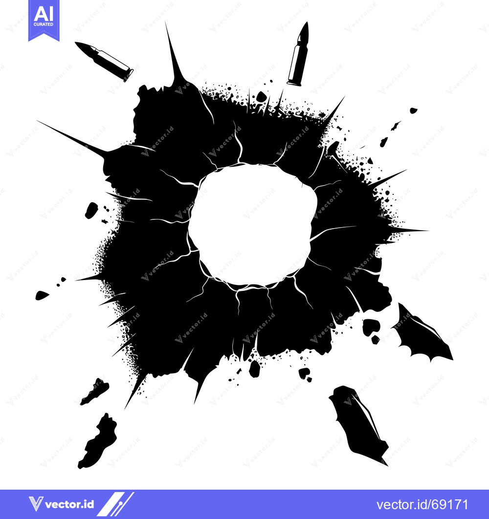 Premium Vector dari Bullet Hole with Splashes and Bullets