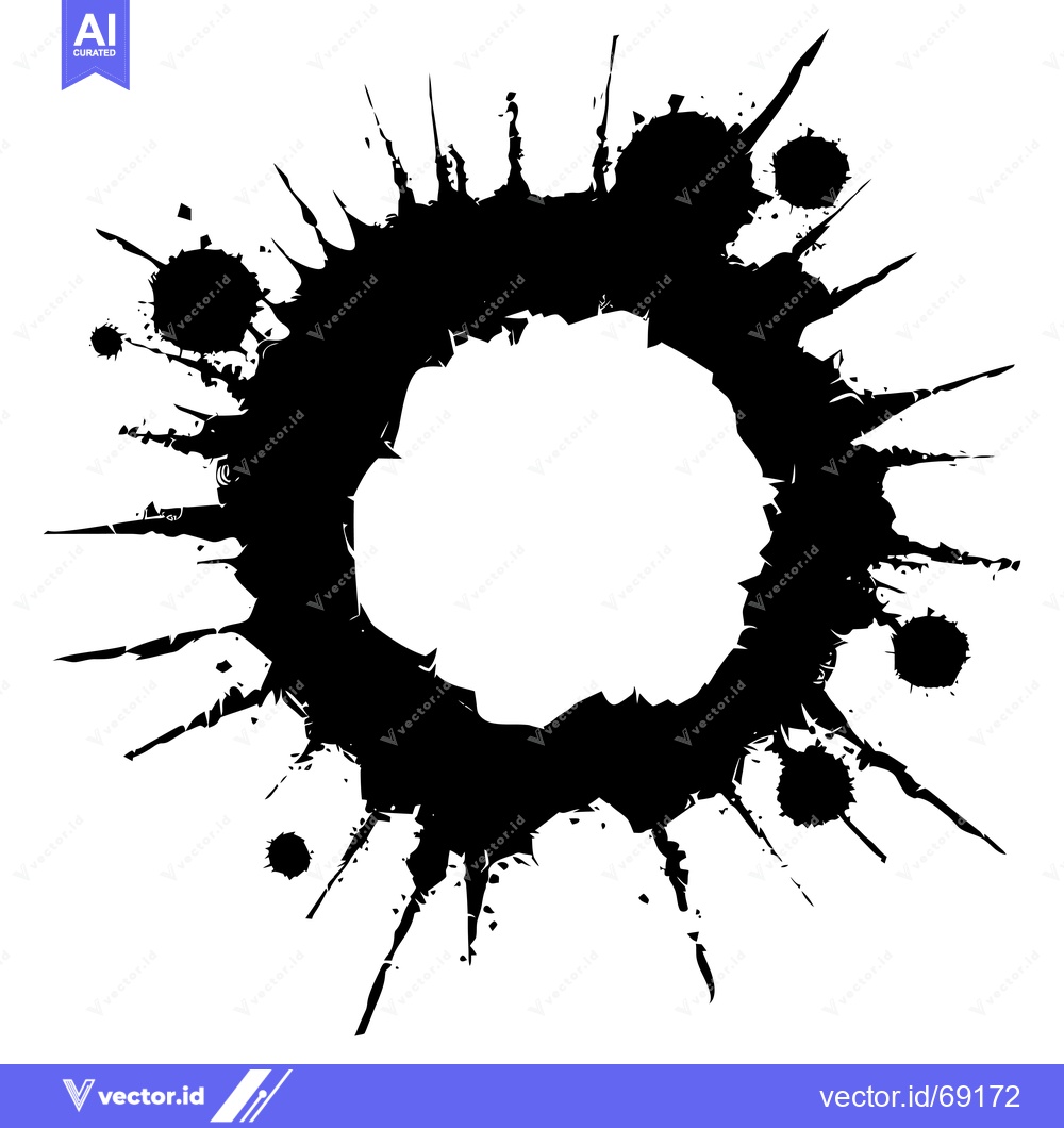 Premium Vector of Abstract Black Ink Splotch with Circular Empty Space