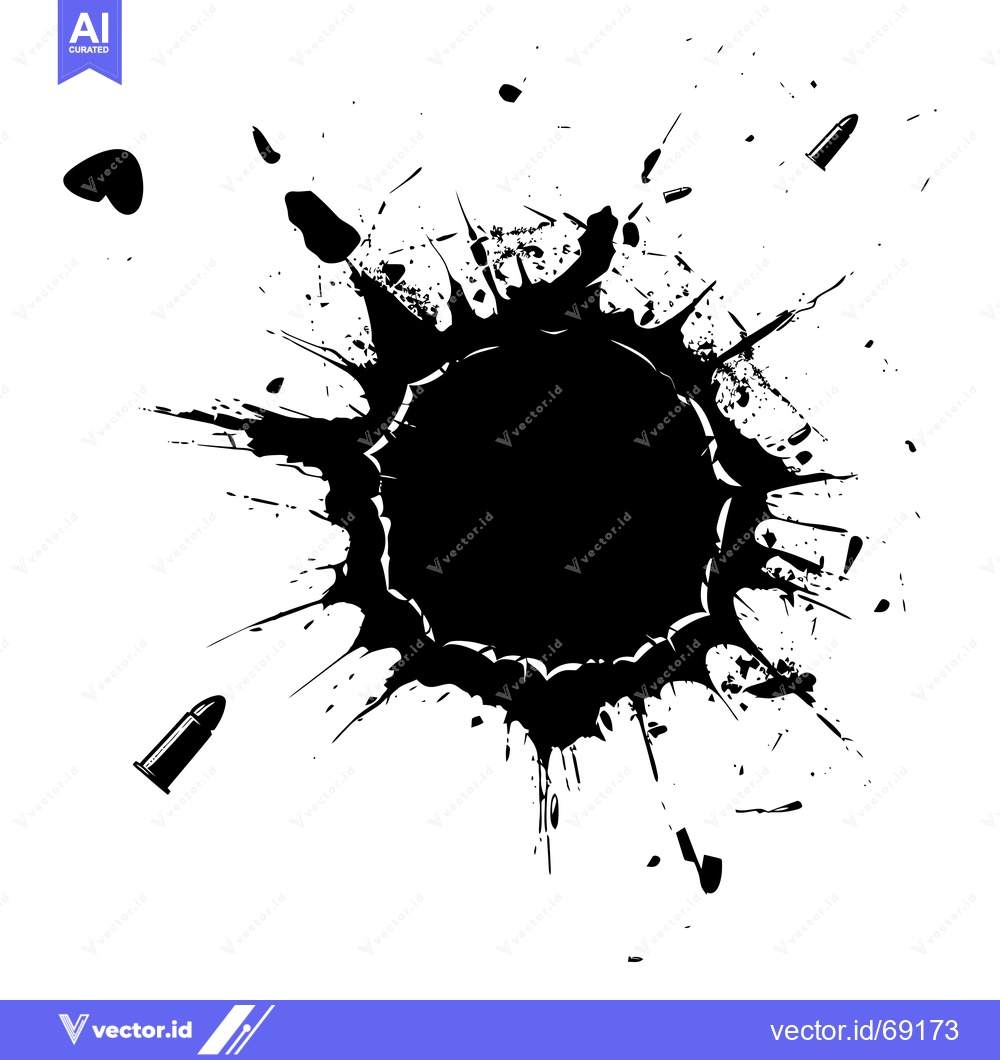 Premium Vector of Black Ink Splotch with Bullet Casing and Heart
