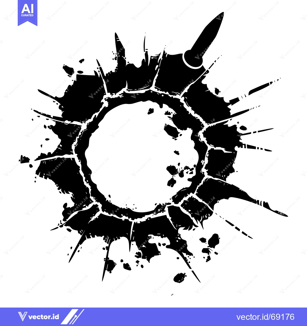 Premium Vector dari Bullet Hole with Spatter Pattern and Bullet Silhouette