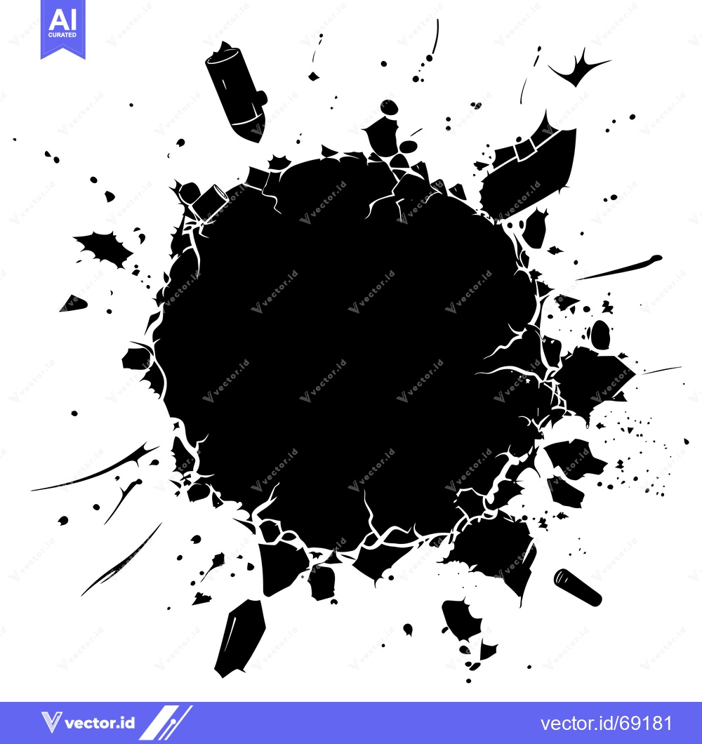 Premium Vector dari A Black and White Illustration of an Explosion with a Circular Void in