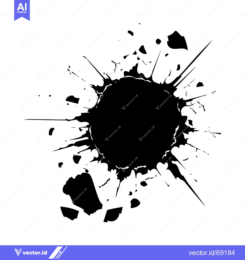 Premium Vector dari Black Ink Splatter with Sharp Spikes and a Circular Center