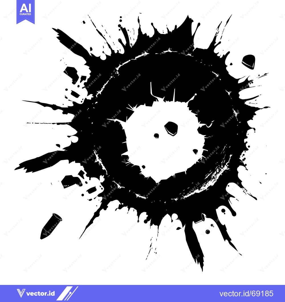 Premium Vector dari Black Ink Splotch with Circular Hole and Smaller Splotches