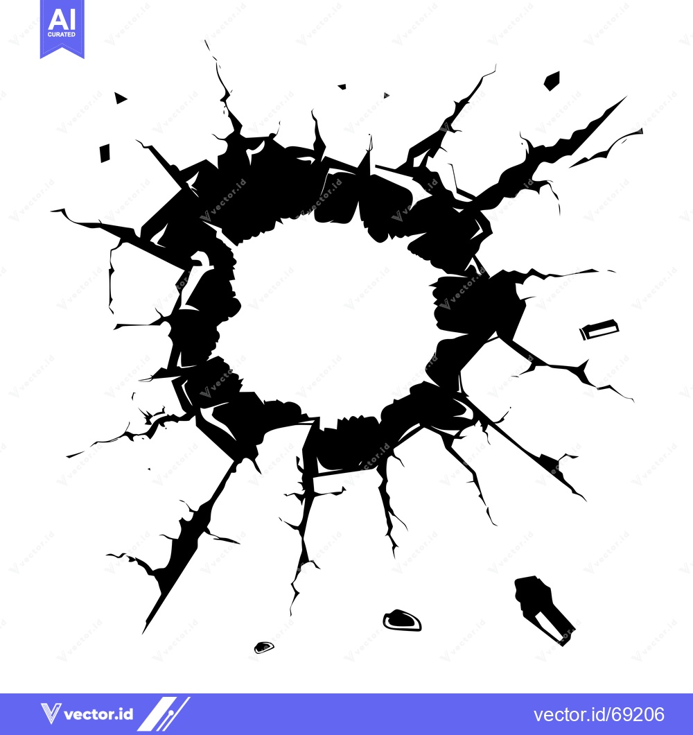 Premium Vector of A Circular Hole in a Cracked Surface