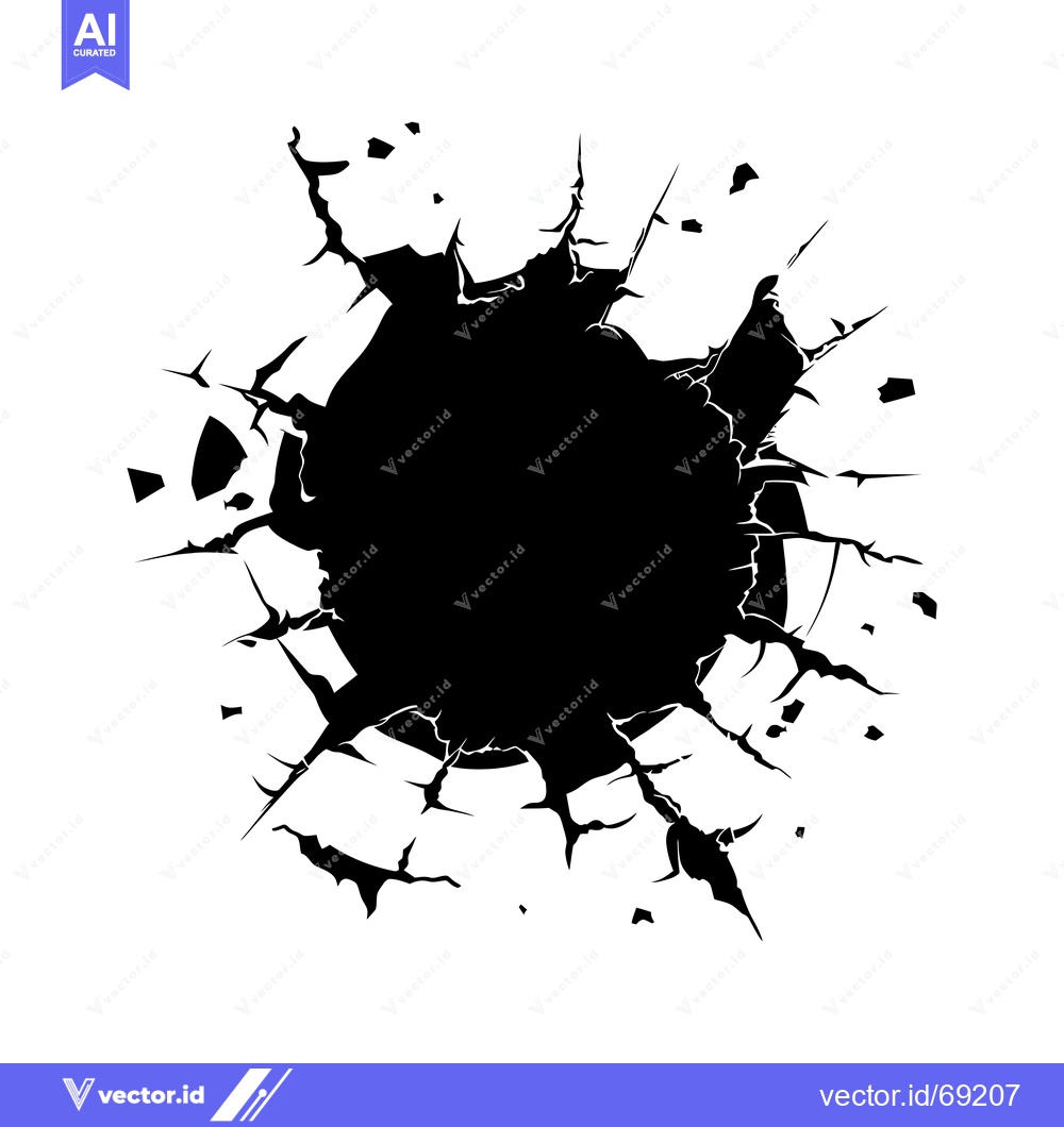 Premium Vector dari A Black Circle in a Cracked Silhouette