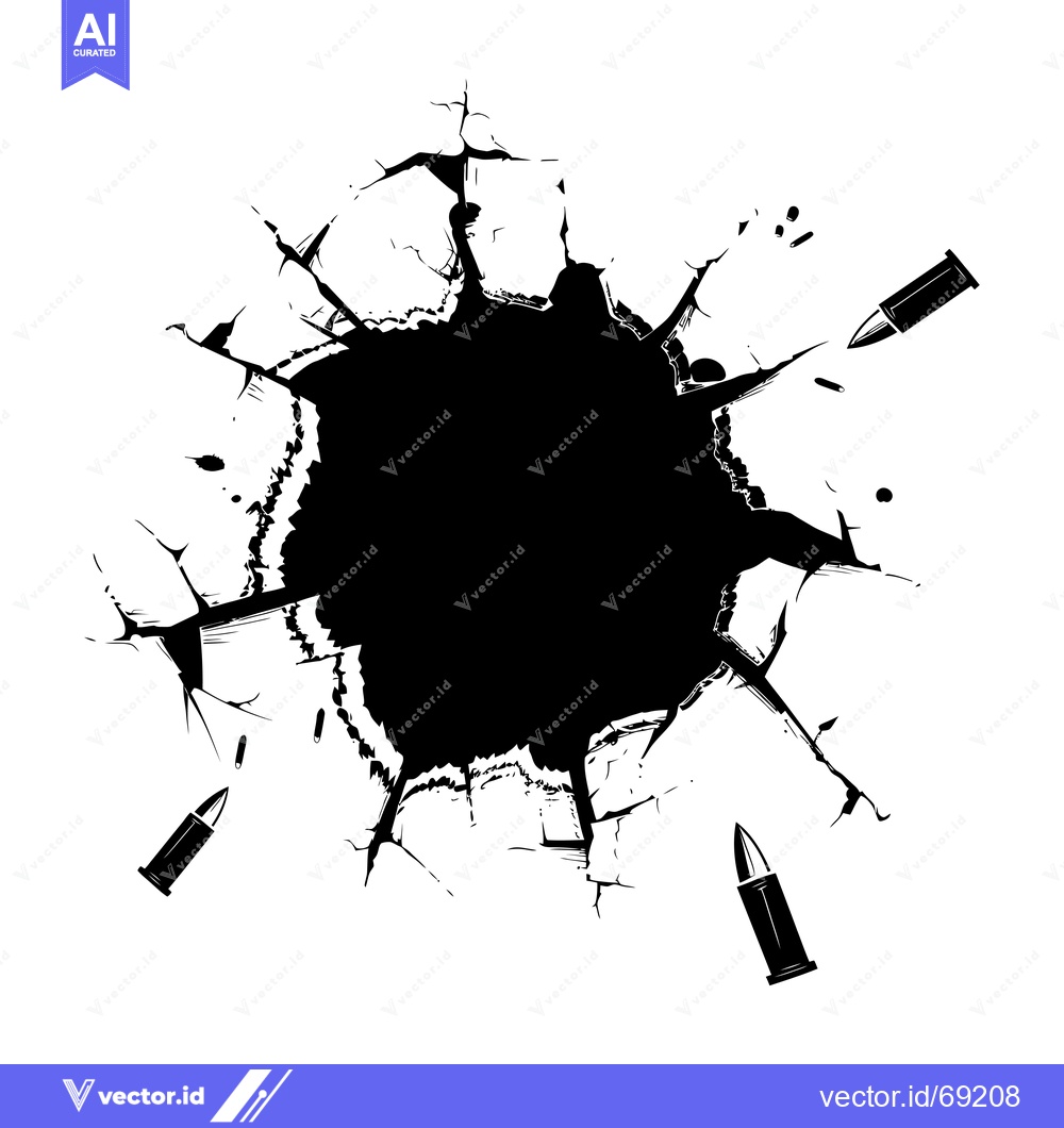 Premium Vector dari Bullet Hole in a Wall with Three Bullets