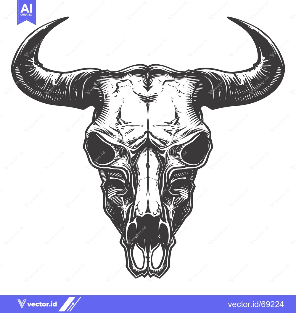 Premium Vector dari Detailed Illustration of a Bull Skull with Large Horns