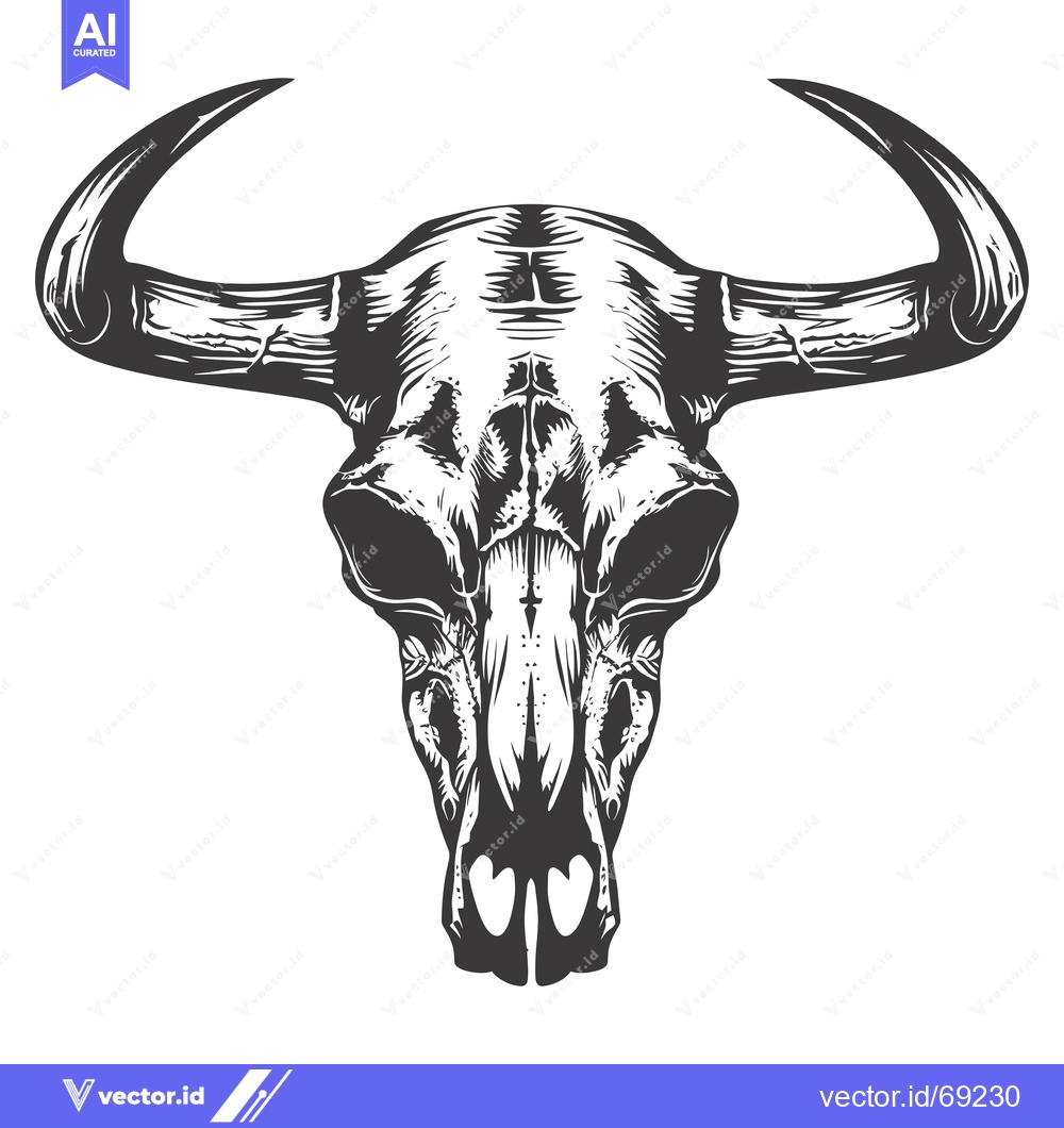 Premium Vector of A Detailed Illustration of a Bull Skull