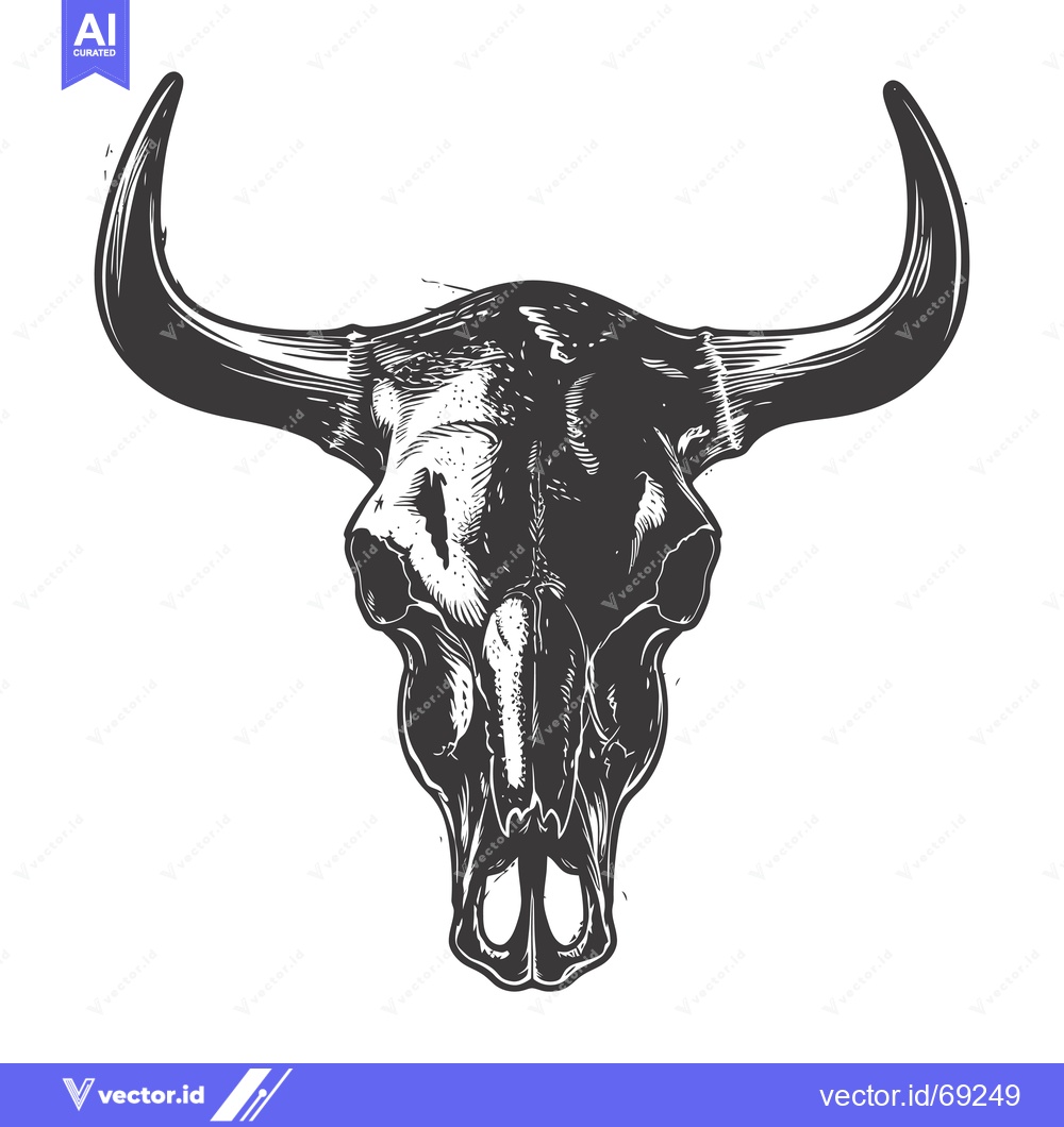 Premium Vector dari Detailed Hand-Drawn Illustration of a Bull Skull