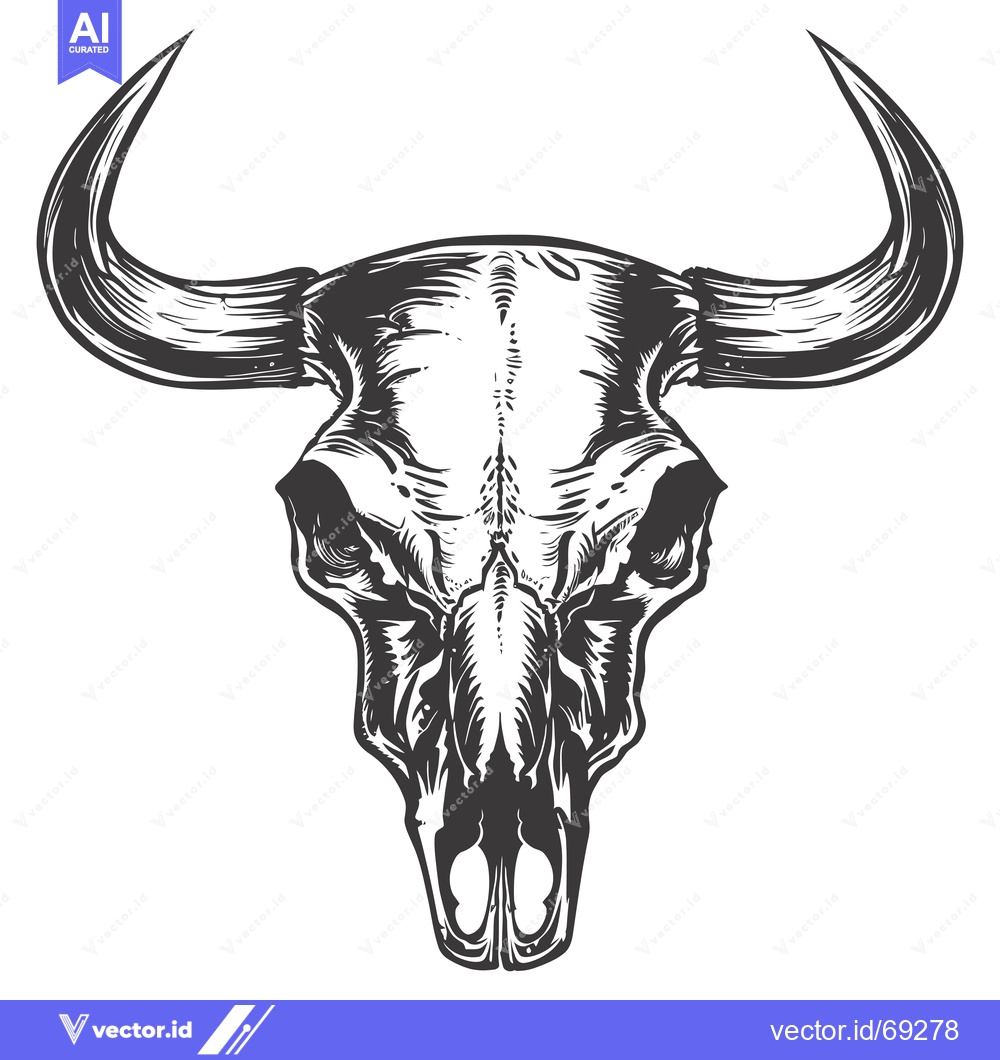 Premium Vector dari Detailed Illustration of a Bull Skull with Large Horns