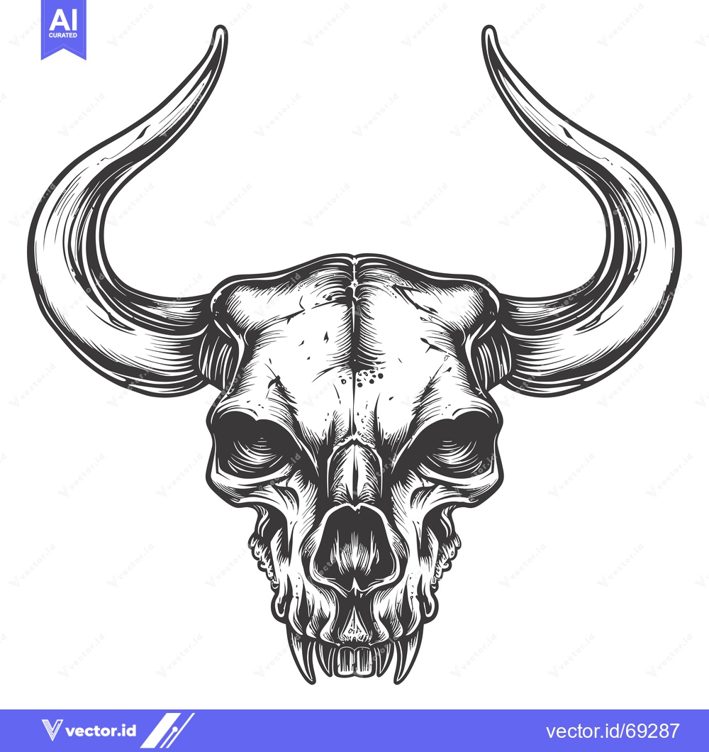 Premium Vector dari Detailed illustration of a bull skull with large horns
