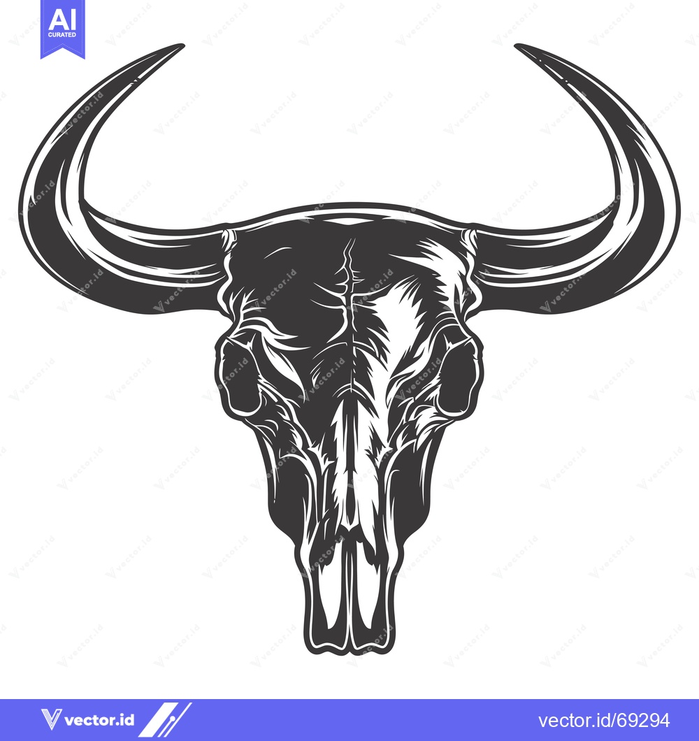 Premium Vector dari Detailed illustration of a bull skull with large horns