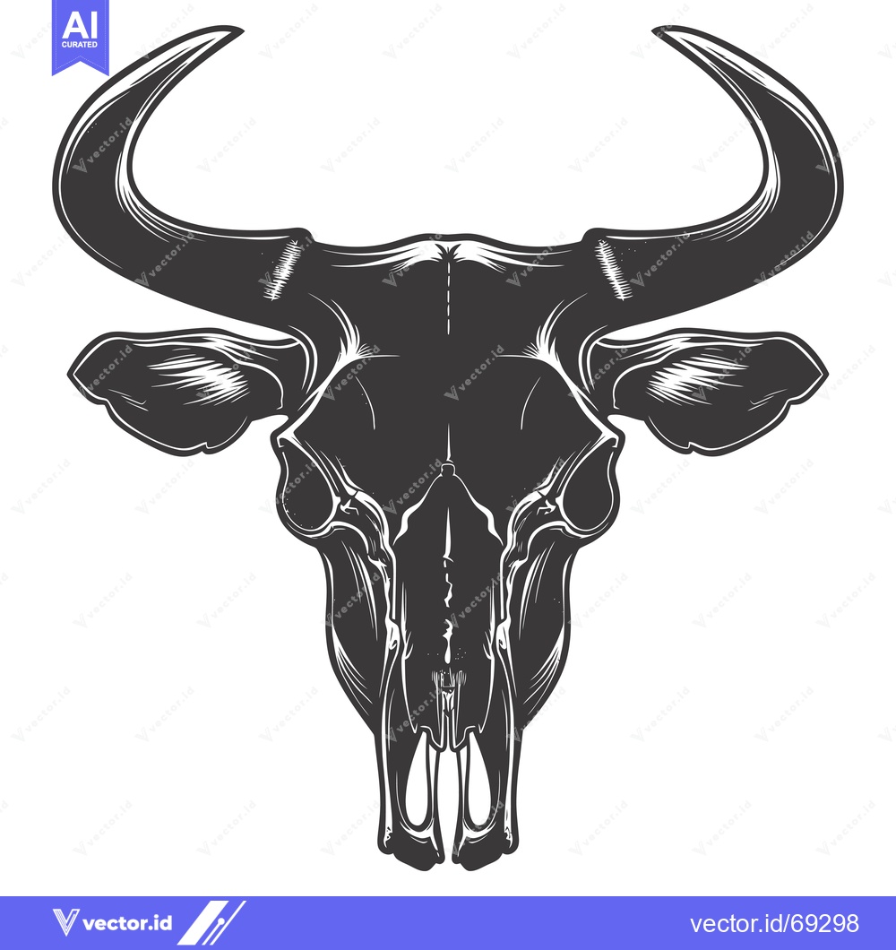 Premium Vector dari Detailed Illustration of a Bull Skull with Curved Horns