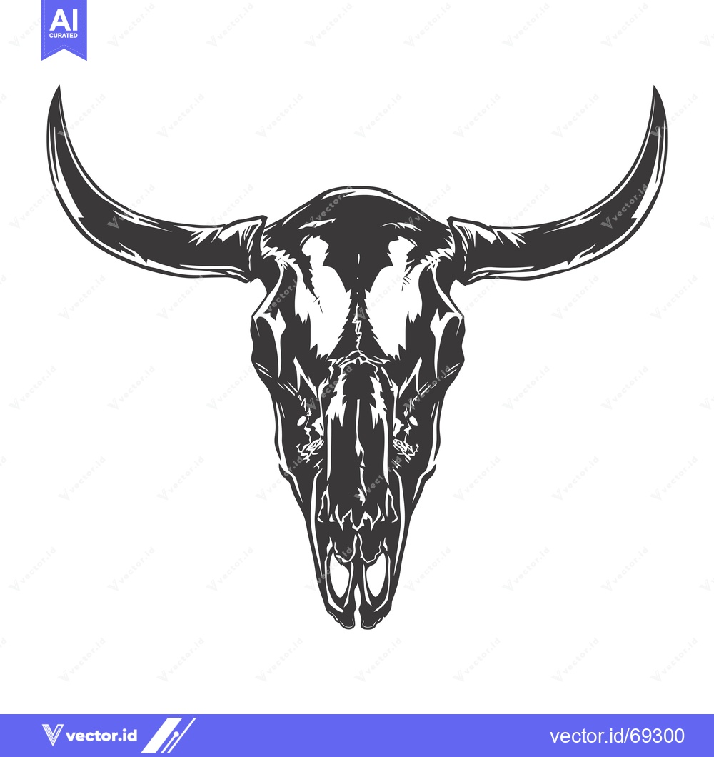 Premium Vector of Detailed illustration of a bull skull with large horns