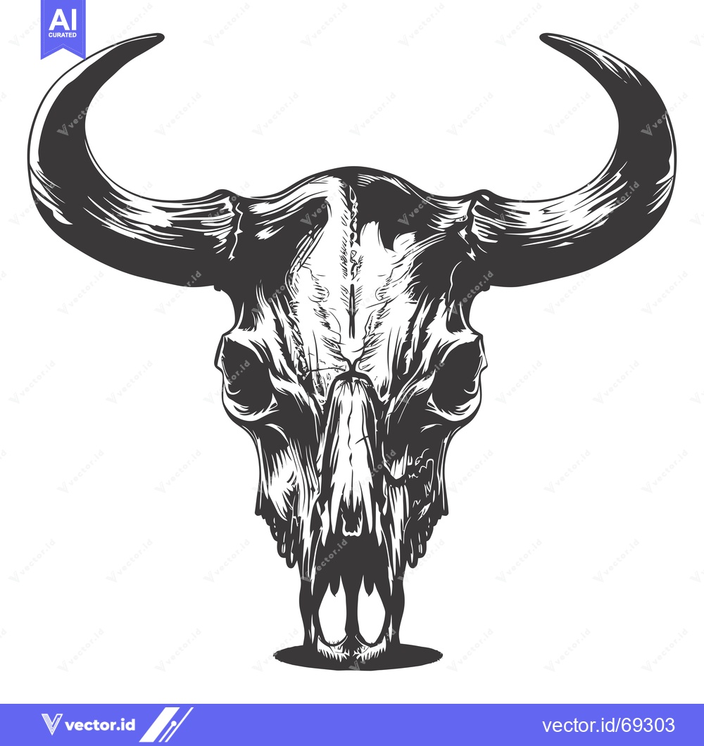 Premium Vector of Detailed Illustration of a Bull Skull with Horns