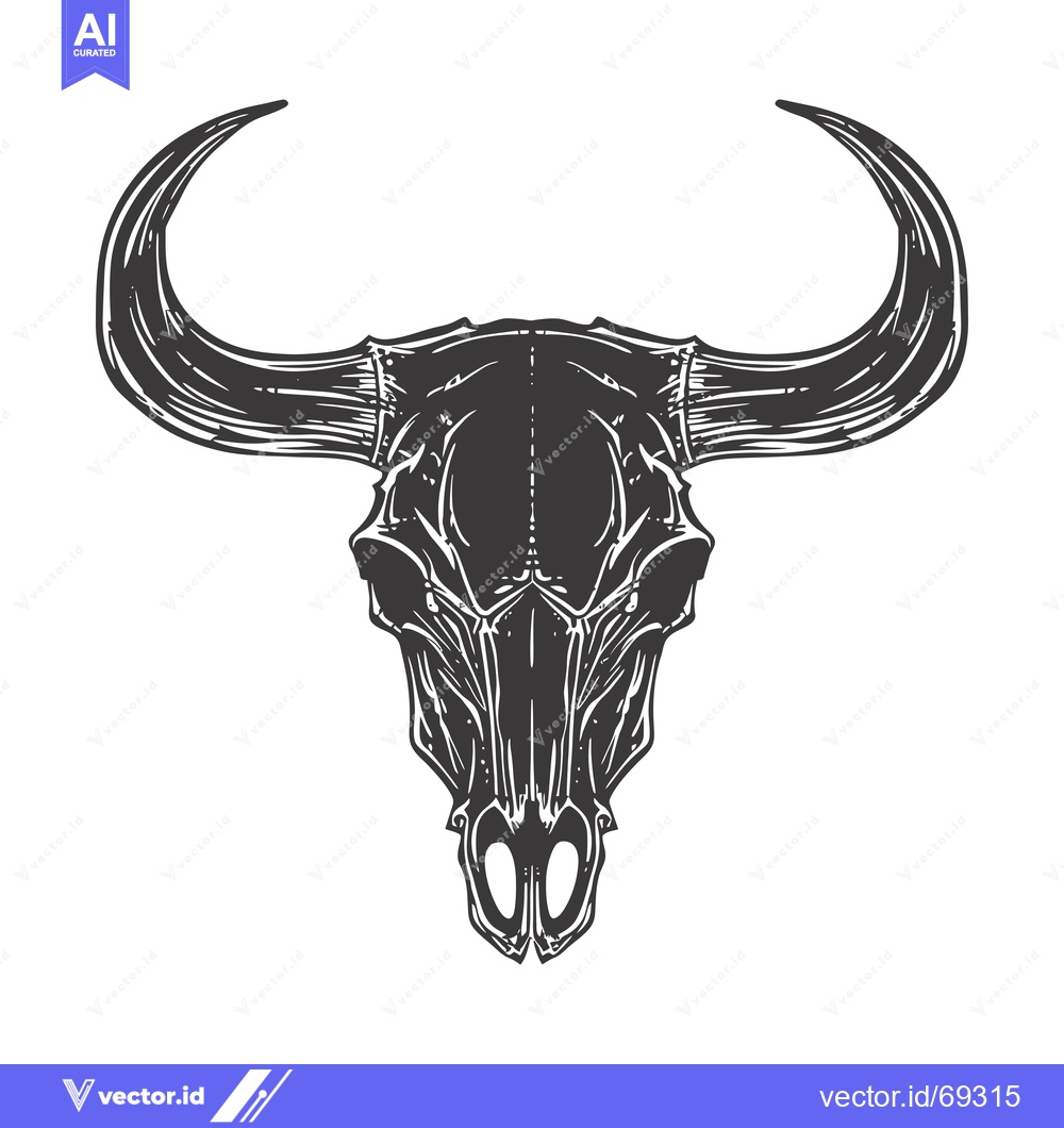 Premium Vector dari Detailed Illustration of a Bull Skull with Horns