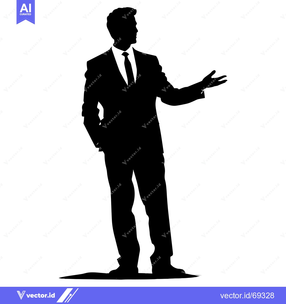 Premium Vector of Silhouette of a Man in a Suit with One Hand Outstretched