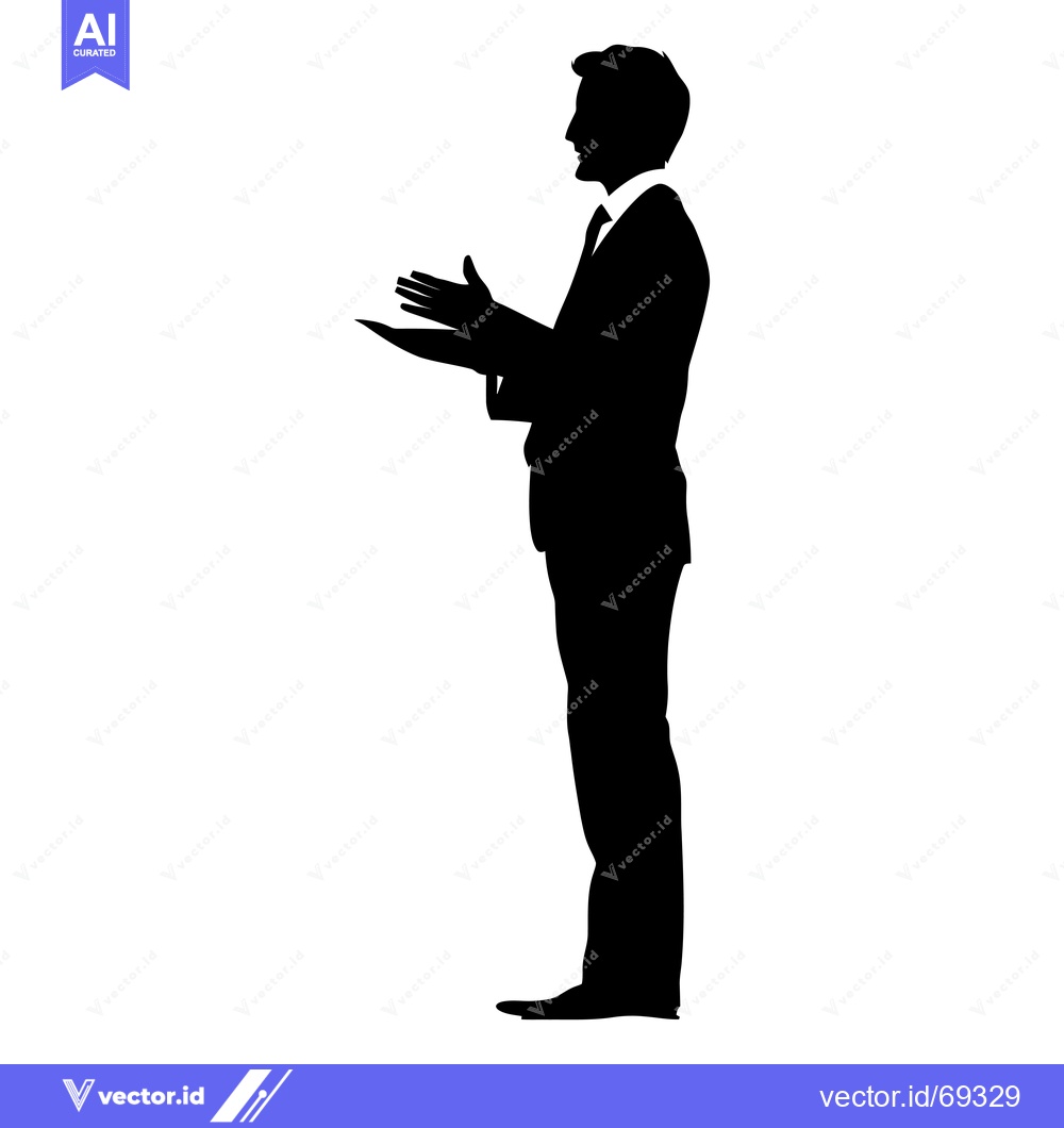 Premium Vector dari Silhouette of a Man in a Suit with Open Palms