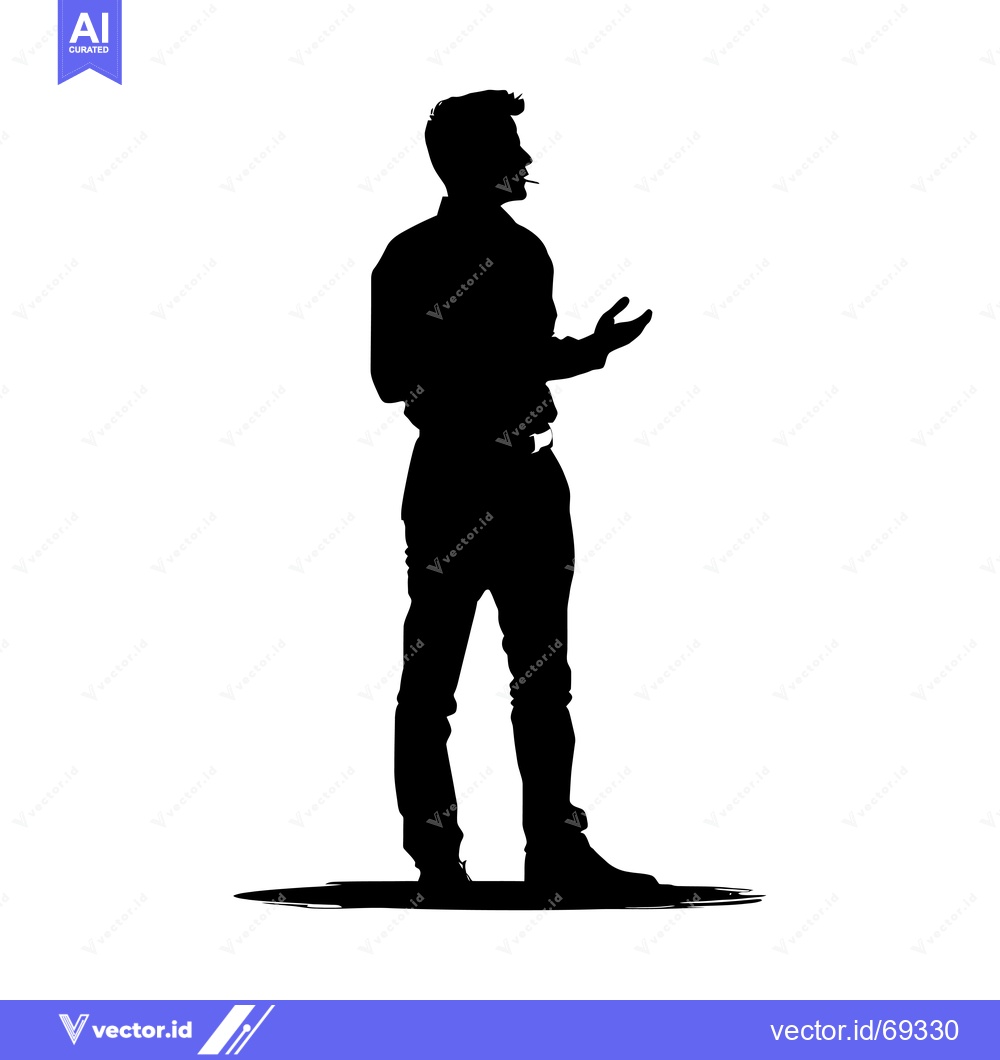 Premium Vector dari Silhouette of a Man Standing with his Hand Outstretched