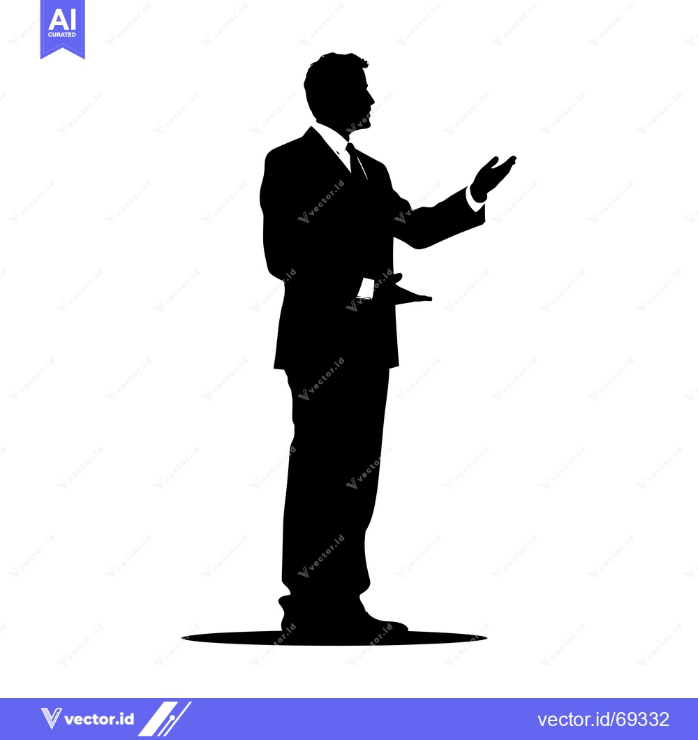 Premium Vector dari Silhouette of a Man in a Suit Presenting with Gestures