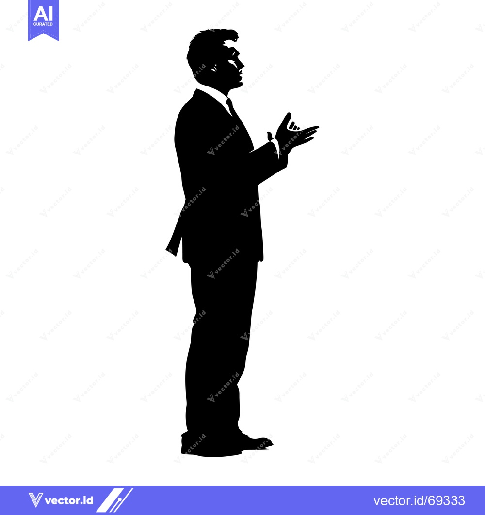Premium Vector dari Silhouette of a Man in a Suit, Gesturing with His Right Hand
