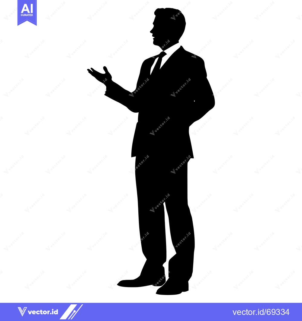 Premium Vector dari Silhouette of a Man in a Suit Gesturing with His Hand