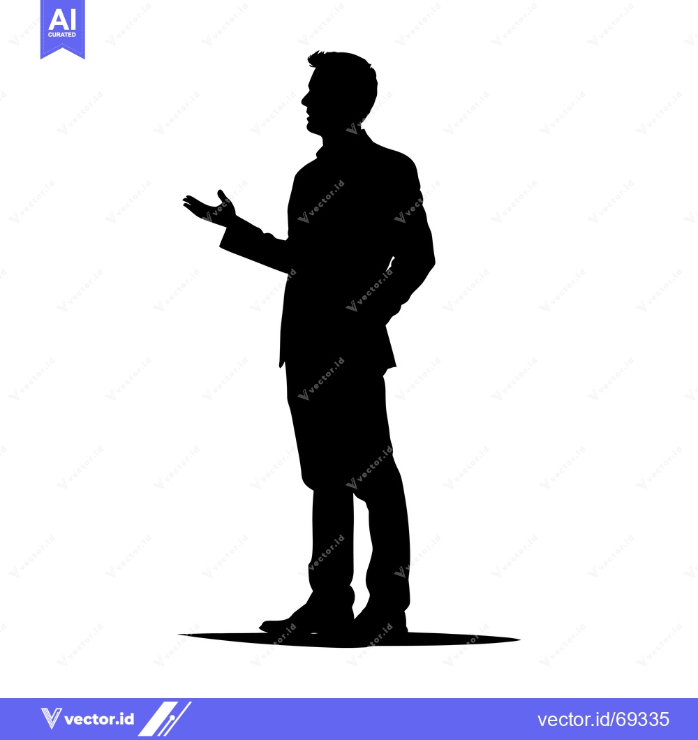 Premium Vector dari Silhouette of a Man Standing with an Open Hand Gesture