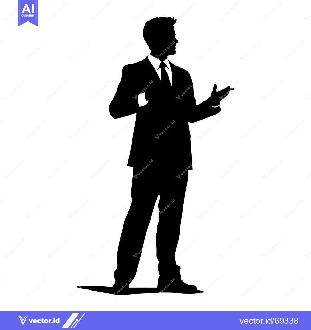 Premium Vector dari Silhouette of a Businessman with a Suit and Tie Gesturing with His Rig
