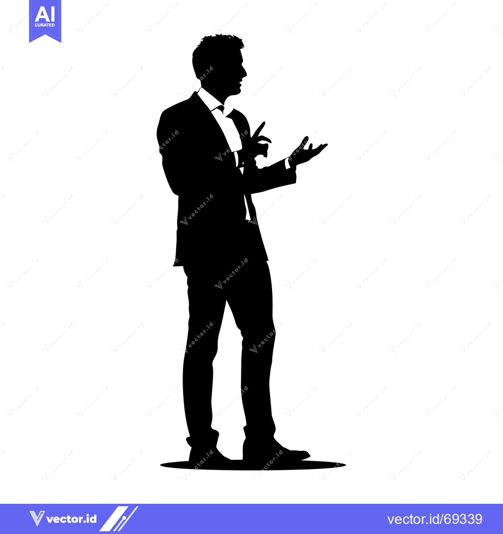 Premium Vector dari Silhouette of a man in a suit talking with his hands