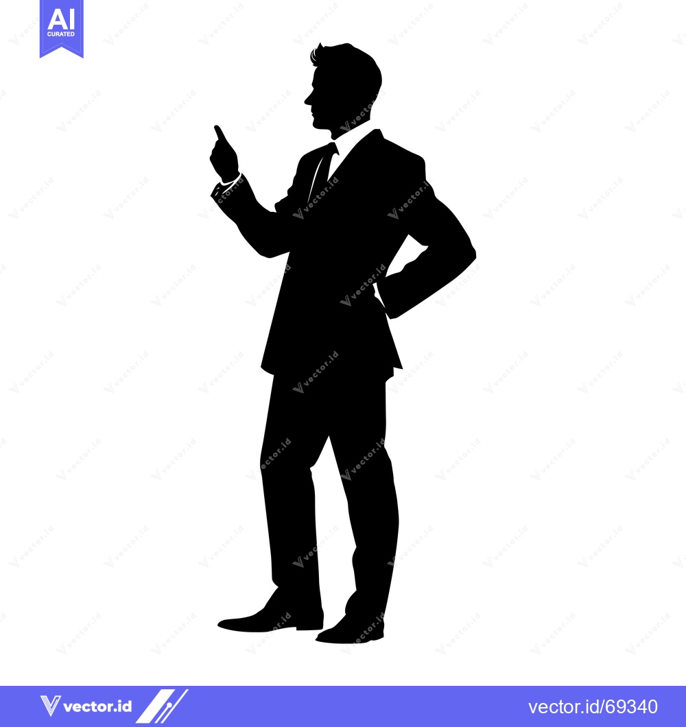 Premium Vector dari Silhouette of a Man in a Suit Pointing with His Right Hand