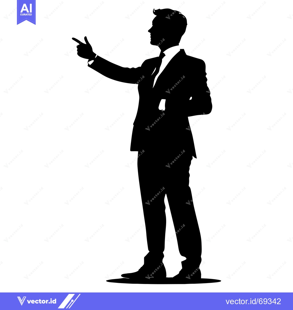 Premium Vector dari Silhouette of a Man in a Suit Pointing to the Right