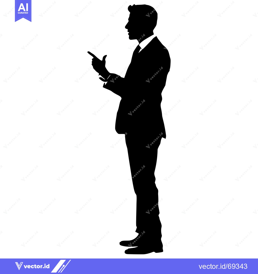 Premium Vector dari Silhouette of a Man in a Suit Pointing to His Right
